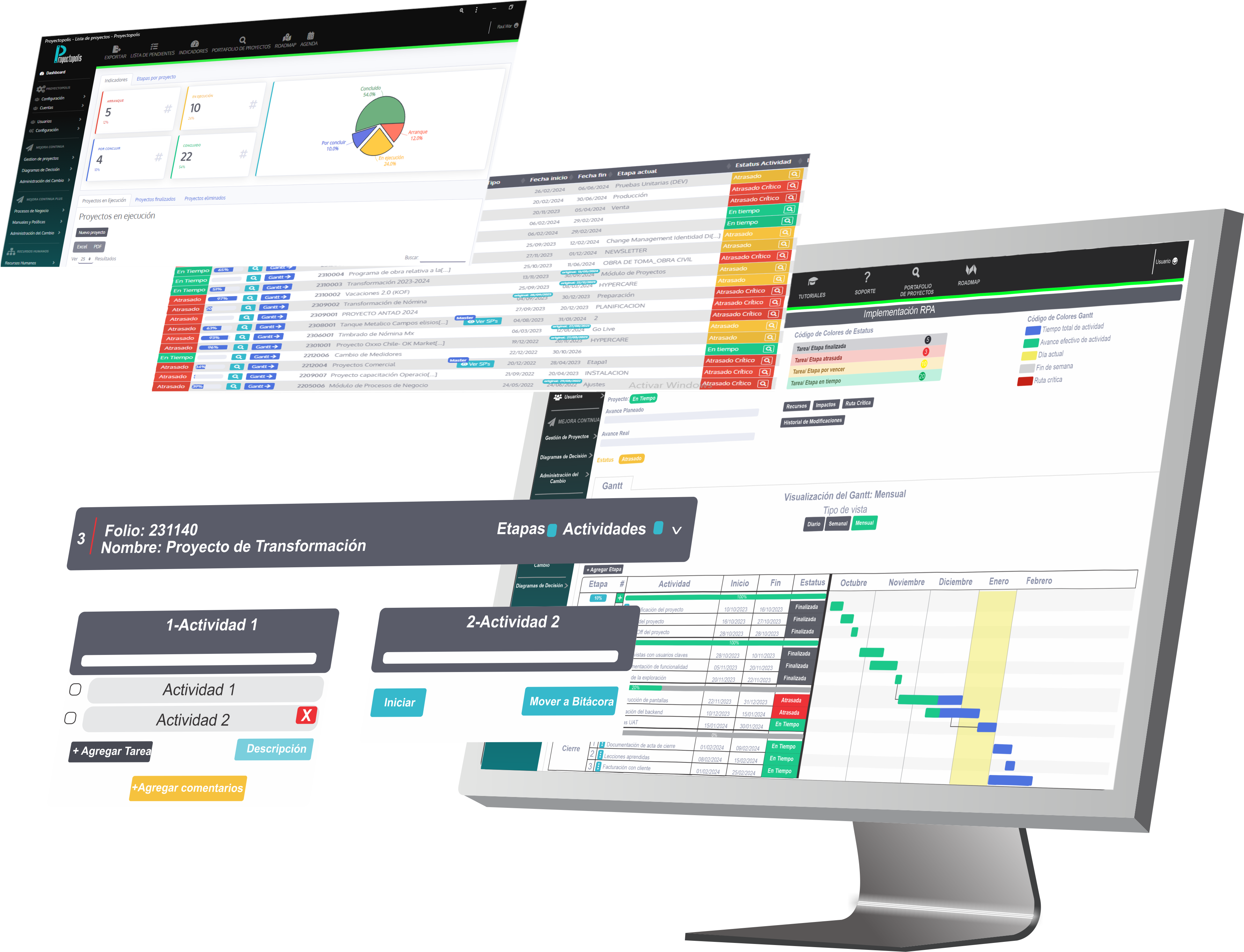 Software de Marketing y Ventas con Gráficas y Mapas de Organización Pantalla de software de marketing y ventas mostrando varias gráficas y mapas de organización para análisis y gestión.
